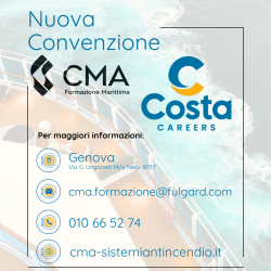Convenzione CMA – Costa Careers Siamo lieti di annunciare una nuova convenzione tra CMA Formazione Marittima e Costa Careers, pensata per offrire percorsi formativi dedicati al personale marittimo. Per informazioni su corsi, iscrizioni e agevolazioni, contattaci o vieni a trovarci nella nostra sede di Genova.